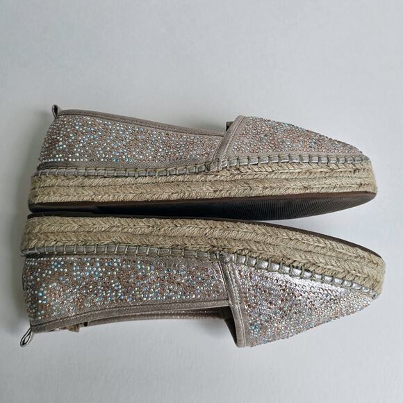 Rhinestone Espadrilles Flats INC Caleyy Size 9 Metallic Tan Sparkle Slip Ons - Picture 13 of 14